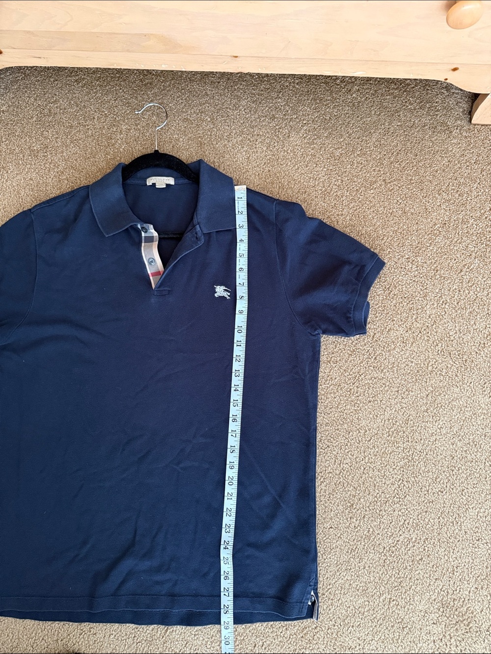 Men’s L Burberry Navy Blue Polo with Signature Placket Detail - Picture 6 of 8